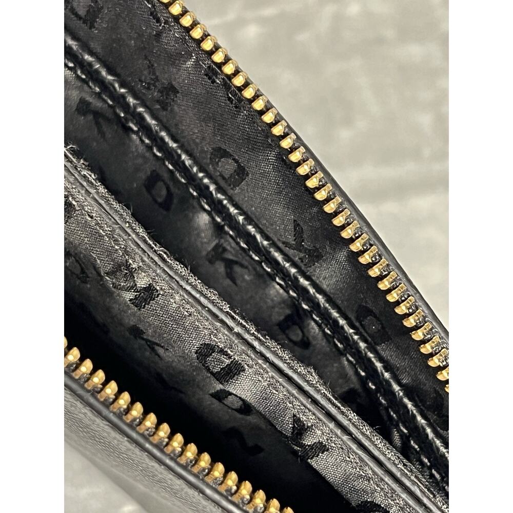 DKNY Black Saffiano Leather Evening Bag Removable Strap Chain Date Night Y2K - Picture 6 of 13